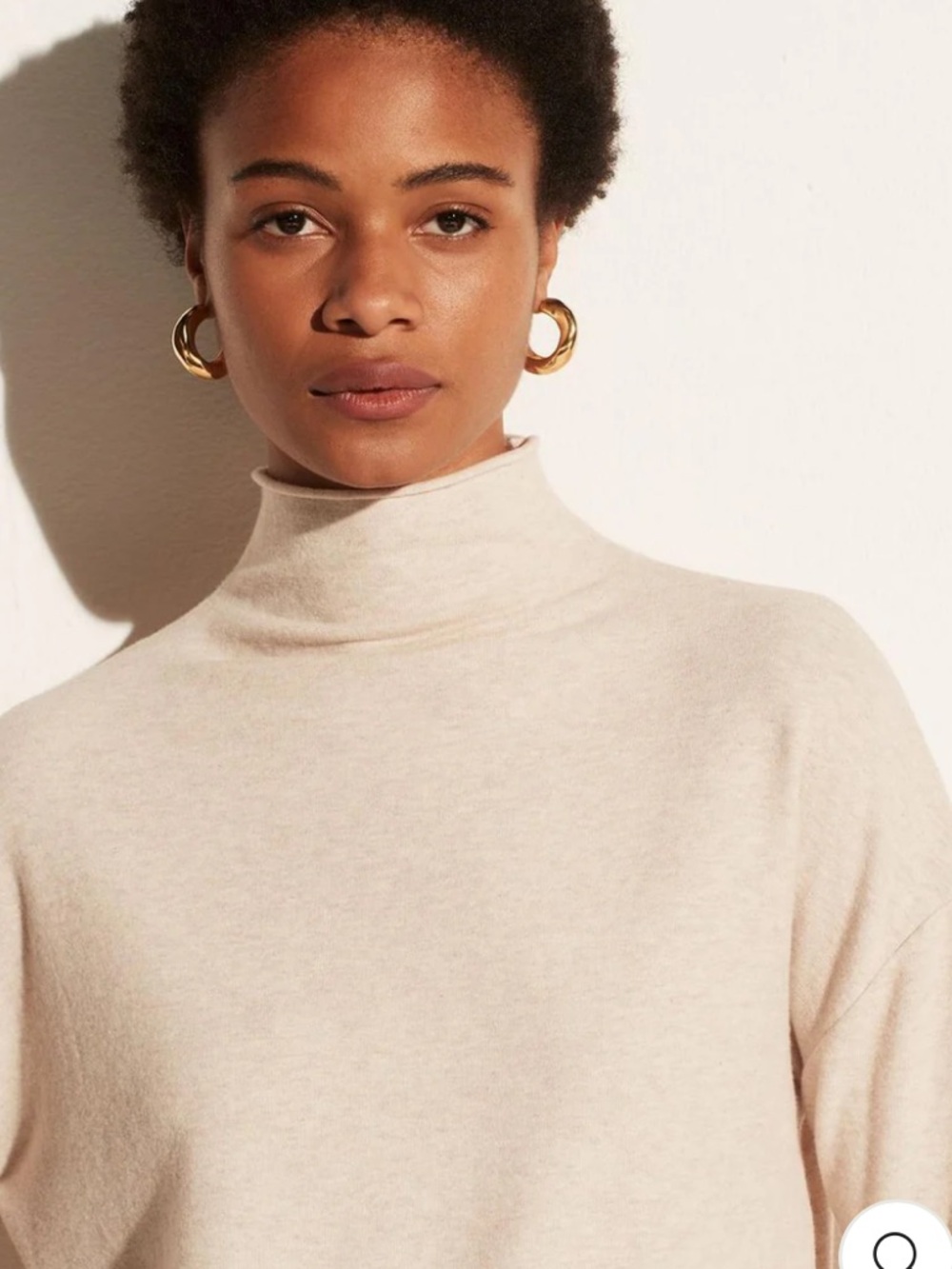 Vince Brushed Funnel Neck Long Sleeve Oat - M